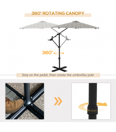 Outsunny 2-in-1 Cantilever Parasol and Market Parasol with 360� Rotation