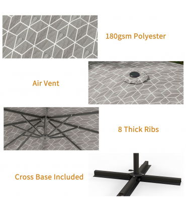 Outsunny 2-in-1 Cantilever Parasol and Market Parasol with 360� Rotation