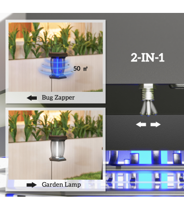 Outsunny 2-in-1 Electric Fly Zapper with UVA Light, Hanging Garden Lantern