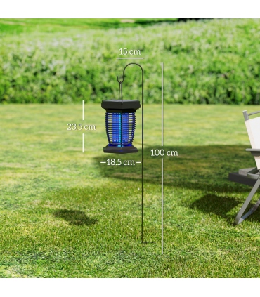 Outsunny 2-in-1 Electric Fly Zapper with UVA Light, Hanging Garden Lantern