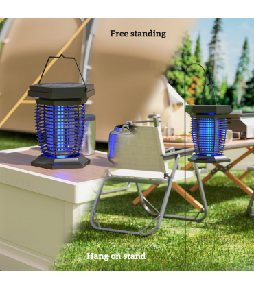 Outsunny 2-in-1 Electric Fly Zapper with UVA Light, Hanging Garden Lantern