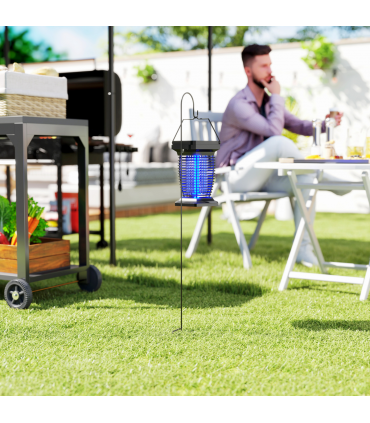 Outsunny 2-in-1 Electric Fly Zapper with UVA Light, Hanging Garden Lantern