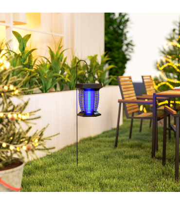 Outsunny 2-in-1 Electric Fly Zapper with UVA Light, Hanging Garden Lantern