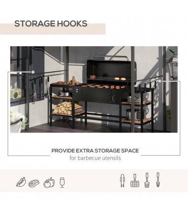 Outsunny 2.2 x 1.5 m BBQ Gazebo Tent Sun Shade with Canopy and 10 Hooks, Beige