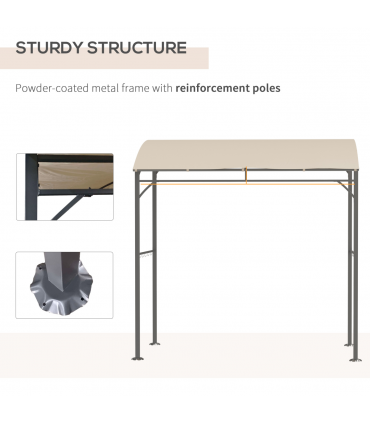 Outsunny 2.2 x 1.5 m BBQ Gazebo Tent Sun Shade with Canopy and 10 Hooks, Beige