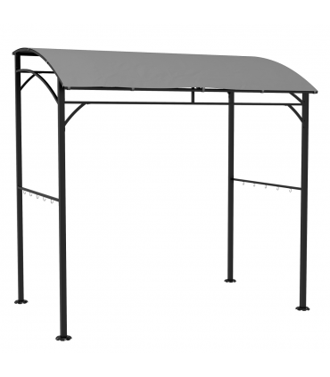 Outsunny 2.2 x 1.5 m BBQ Gazebo Tent Sun Shade with Canopy and 10 Hooks, Grey