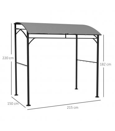 Outsunny 2.2 x 1.5 m BBQ Gazebo Tent Sun Shade with Canopy and 10 Hooks, Grey