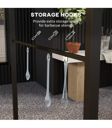 Outsunny 2.2 x 1.5 m BBQ Gazebo Tent Sun Shade with Canopy and 10 Hooks, Grey