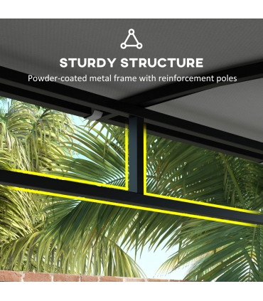 Outsunny 2.2 x 1.5 m BBQ Gazebo Tent Sun Shade with Canopy and 10 Hooks, Grey