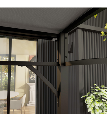 Outsunny 2.2 x 1.5 m BBQ Gazebo Tent Sun Shade with Canopy and 10 Hooks, Grey