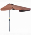 Outsunny 2.3m Half Round Parasol Garden Sun Umbrella Metal w/ Crank Brown