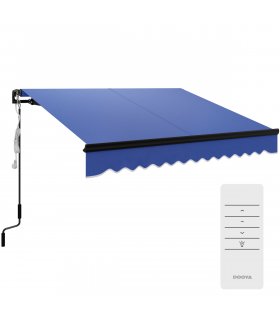 Outsunny 2.5 x 2m Electric Awning with LED Light and Remote Controller Blue