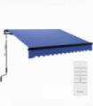 Outsunny 2.5 x 2m Electric Awning with LED Light and Remote Controller Blue