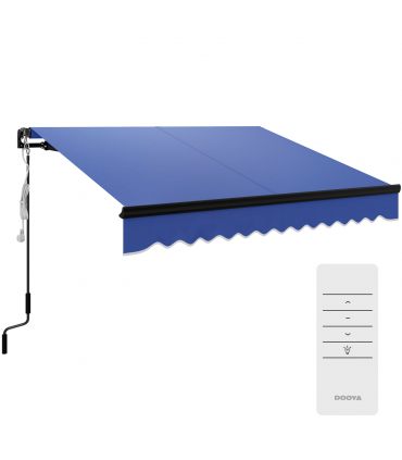 Outsunny 2.5 x 2m Electric Awning with LED Light and Remote Controller Blue