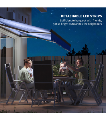 Outsunny 2.5 x 2m Electric Awning with LED Light and Remote Controller Blue
