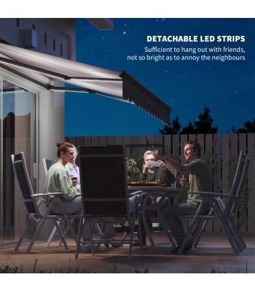 Outsunny 2.5 x 2m Electric Awning with LED Light and Remote Controller Grey