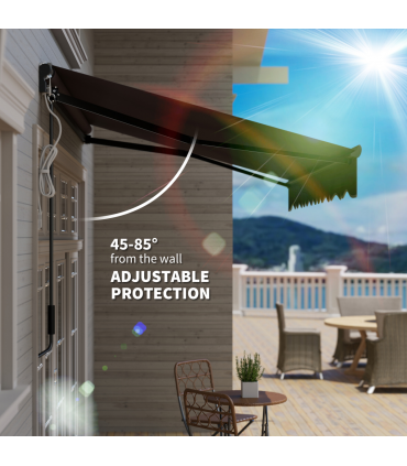 Outsunny 2.5 x 2m Electric Awning with LED Light and Remote Controller Grey