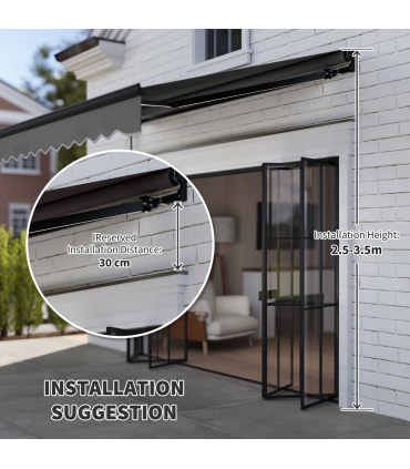 Outsunny 2.5 x 2m Electric Awning with LED Light and Remote Controller Grey