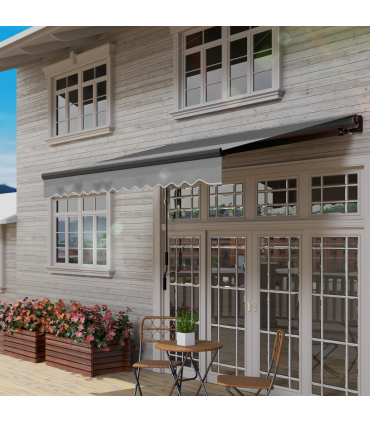 Outsunny 2.5 x 2m Electric Awning with LED Light and Remote Controller Grey