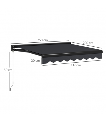 Outsunny 2.5 x 2m Electric Awning with LED Light, Sun Canopies for Patio