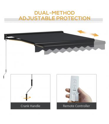 Outsunny 2.5 x 2m Electric Awning with LED Light, Sun Canopies for Patio