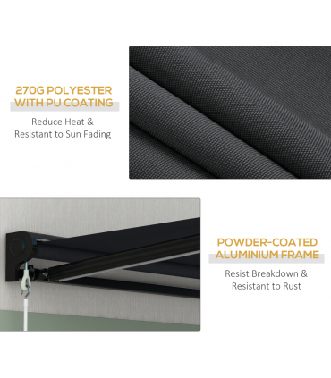 Outsunny 2.5 x 2m Electric Awning with LED Light, Sun Canopies for Patio