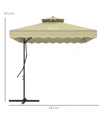 Outsunny 2.5m Square Cantilever Garden Parasol Umbrella with Cross Base, Beige