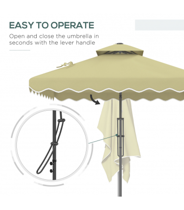 Outsunny 2.5m Square Cantilever Garden Parasol Umbrella with Cross Base, Beige