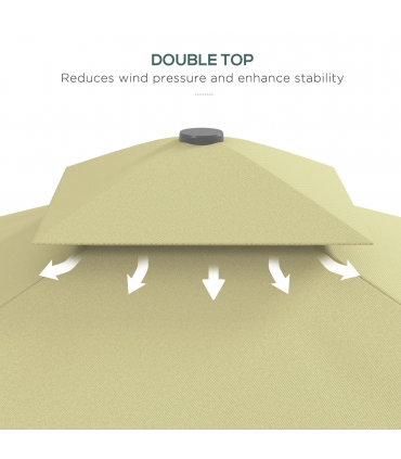 Outsunny 2.5m Square Cantilever Garden Parasol Umbrella with Cross Base, Beige