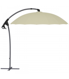 Outsunny 2.7m Cantilever Parasol with Cross Base, Crank Handle, 16 Ribs, Beige