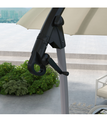Outsunny 2.7m Cantilever Parasol with Cross Base, Crank Handle, 16 Ribs, Beige