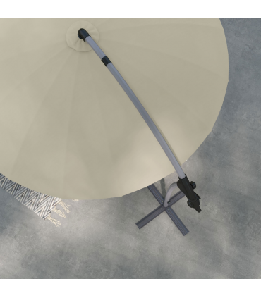 Outsunny 2.7m Cantilever Parasol with Cross Base, Crank Handle, 16 Ribs, Beige