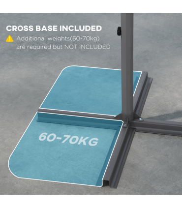 Outsunny 2.7m Cantilever Parasol with Cross Base, Crank Handle, 16 Ribs, Grey