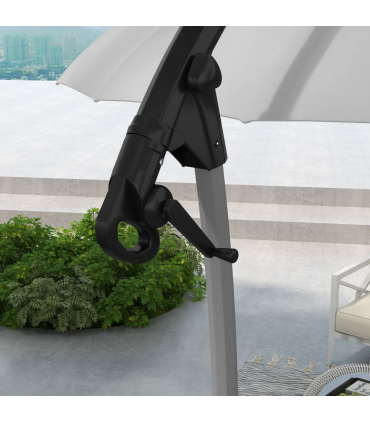 Outsunny 2.7m Cantilever Parasol with Cross Base, Crank Handle, 16 Ribs, Grey