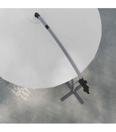 Outsunny 2.7m Cantilever Parasol with Cross Base, Crank Handle, 16 Ribs, Grey