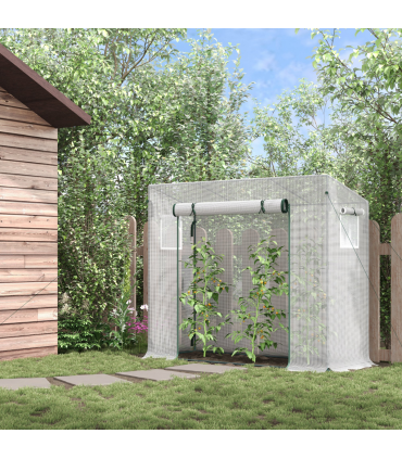 Outsunny 200x76x168cm Walk-in Garden Greenhouse Plant Warm House w/ Roll Up Door