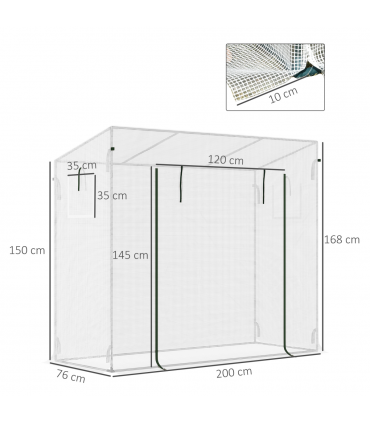 Outsunny 200x76x168cm Walk-in Garden Greenhouse Plant Warm House w/ Roll Up Door
