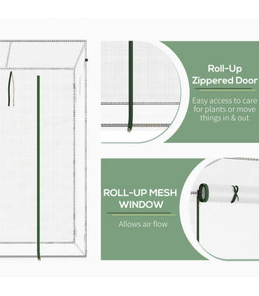 Outsunny 200x76x168cm Walk-in Garden Greenhouse Plant Warm House w/ Roll Up Door