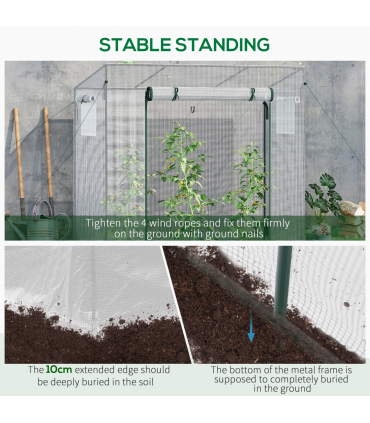 Outsunny 200x76x168cm Walk-in Garden Greenhouse Plant Warm House w/ Roll Up Door