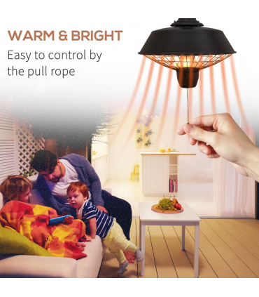 Outsunny 2100W Electric Patio Heater Garden Ceiling Hanging Warmer Halogen Light