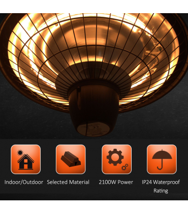Outsunny 2100W Electric Patio Heater Garden Ceiling Hanging Warmer Halogen Light