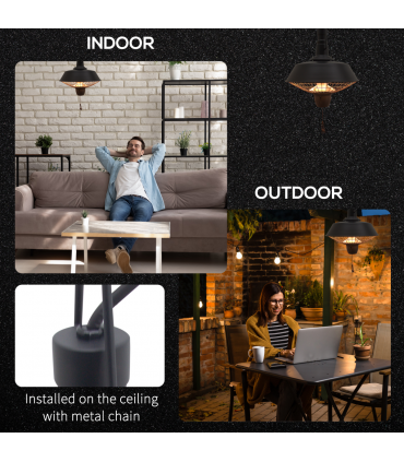 Outsunny 2100W Electric Patio Heater Garden Ceiling Hanging Warmer Halogen Light
