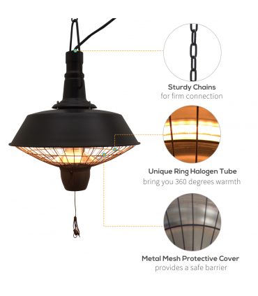 Outsunny 2100W Electric Patio Heater Garden Ceiling Hanging Warmer Halogen Light