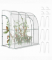 Outsunny 214x118x212cm Walk-In Lean to Wall Tunnel Plastic Greenhouse with Doors