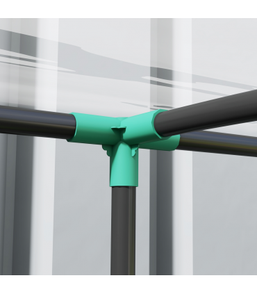 Outsunny 214x118x212cm Walk-In Lean to Wall Tunnel Plastic Greenhouse with Doors