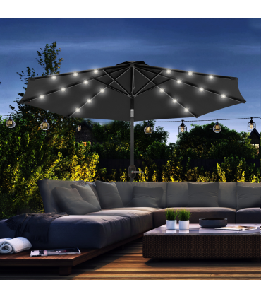 Outsunny 24 LED Solar Powered Parasol Umbrella Garden Tilt Outdoor String Light