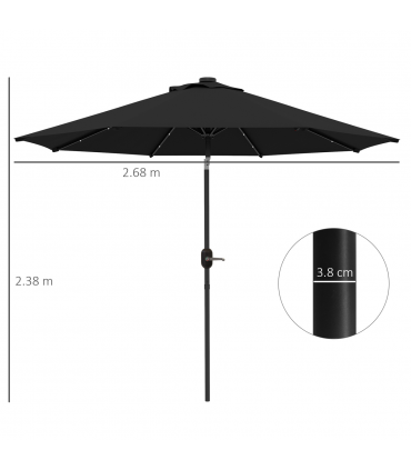 Outsunny 24 LED Solar Powered Parasol Umbrella Garden Tilt Outdoor String Light