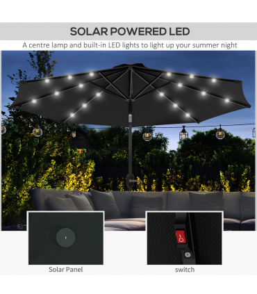 Outsunny 24 LED Solar Powered Parasol Umbrella Garden Tilt Outdoor String Light