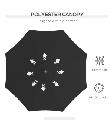 Outsunny 24 LED Solar Powered Parasol Umbrella Garden Tilt Outdoor String Light