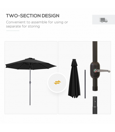 Outsunny 24 LED Solar Powered Parasol Umbrella Garden Tilt Outdoor String Light